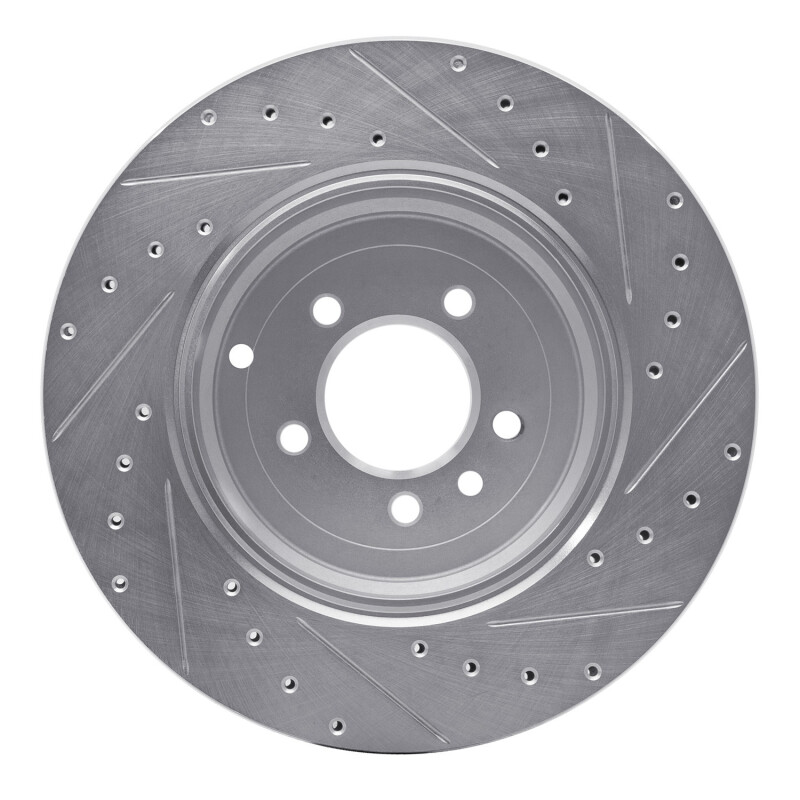 Land Rover Range Rover Sport Brake Rotor - Rear Left - R1 Concepts - Drilled & Slotted - Silver - `10-`13